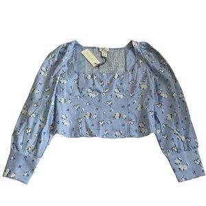 Rachel Zoe NWT Long Sleeve Top Balconette Peasant Cottagecore Whimsical Shirred